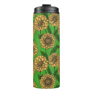 Dahlias in yellow and green thermal tumbler