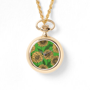 Dahlias in yellow and green watch