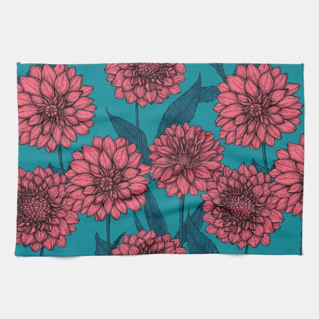 Dahlias Tea Towel (Horizontal)