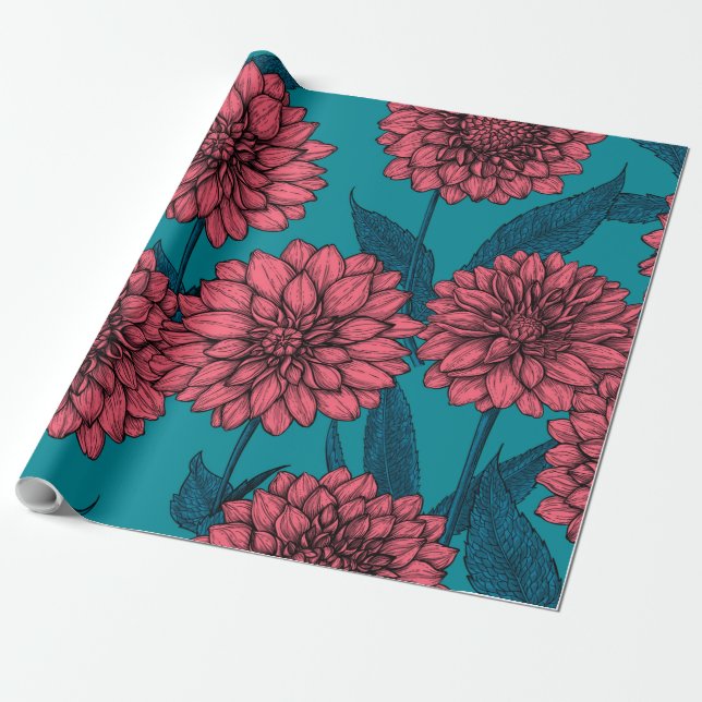 Dahlias Wrapping Paper (Unrolled)