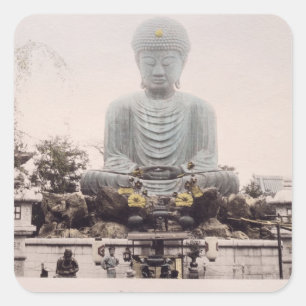Daibutsu at Kobe, c.1880 (hand coloured albumen pr Square Sticker