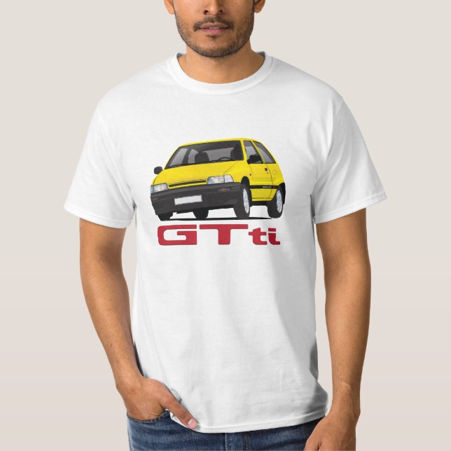 Daihatsu Charade GTti Turbo, yellow with badge diy T-Shirt (Front)