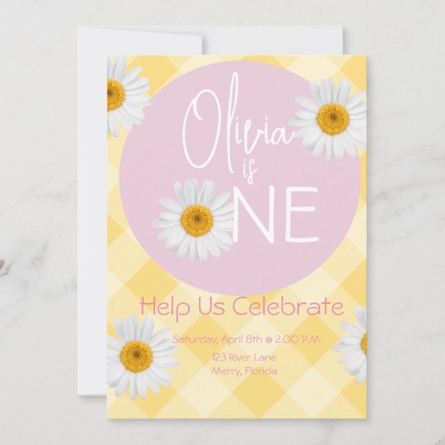 Daily 1st birthday plates and party supplies invitation (Front)
