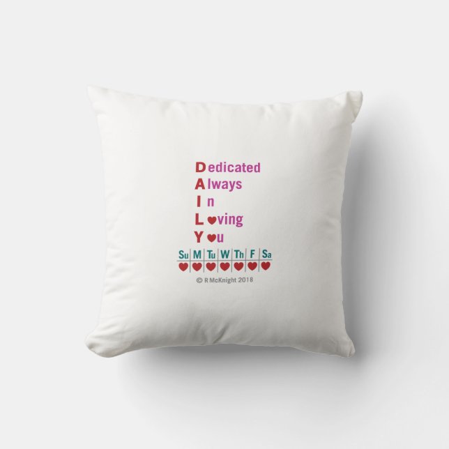 Daily Acronym Throw Pilow Cushion (Front)
