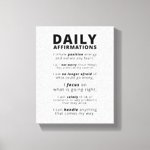 Daily Affirmations Inspirational Quote Canvas Print