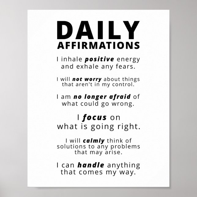 Daily Affirmations | Inspirational Quote Poster (Front)