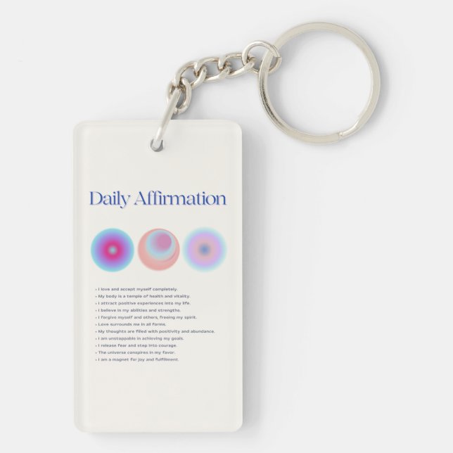 daily affirmations manifestation  key ring (Back)
