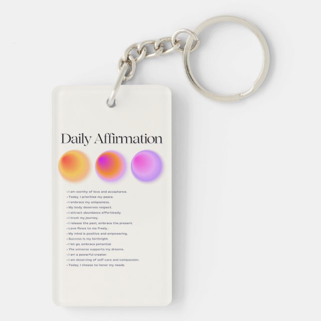 daily affirmations manifestation  key ring (Back)