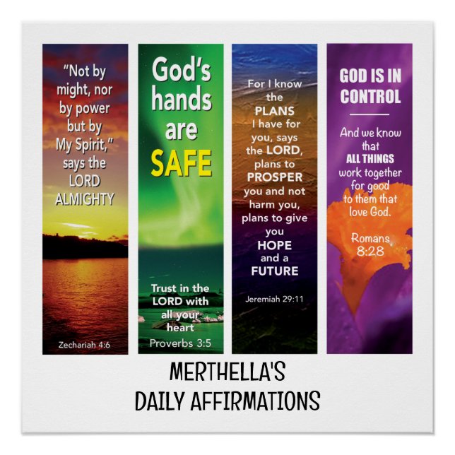 DAILY BIBLE AFFIRMATIONS Personalised Christian  Poster (Front)