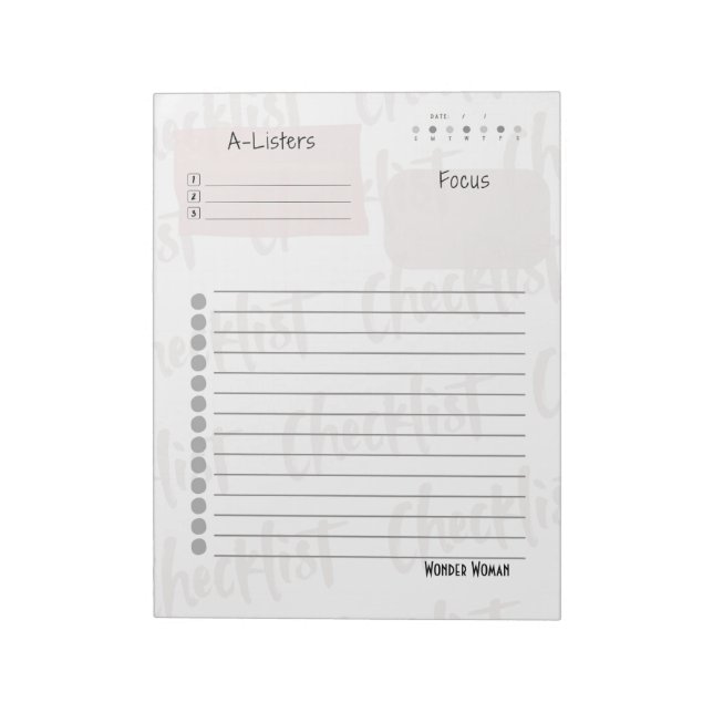 Daily Checklist – Customisable Tear-Off Notepad (Rotated)