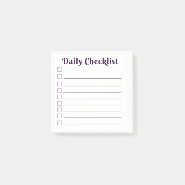 Daily Checklist Post It Custom Post-it Notes Daily (Front)