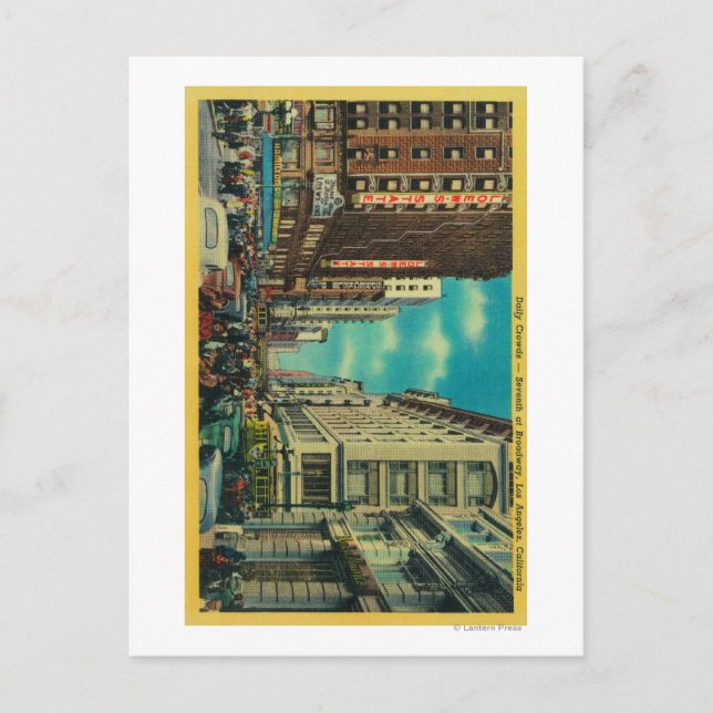 Daily Crowds at Seventh and Broadway Postcard (Front)
