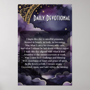 Daily Devotional Purple Night Sky Pagan Prayer Poster