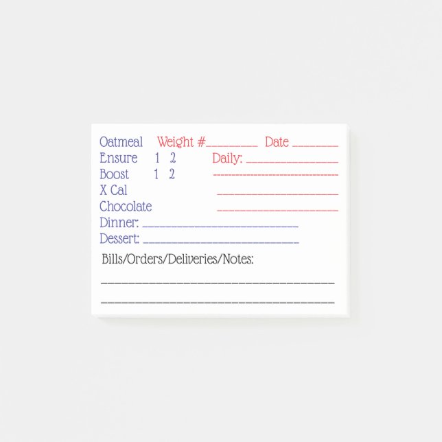 Daily Diet Post-it Notes (Front)