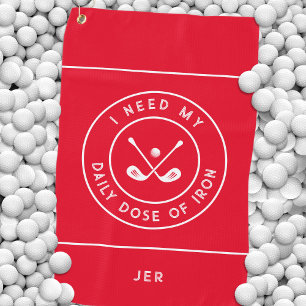 Daily Dose of Iron Monogram Red  Golf Towel