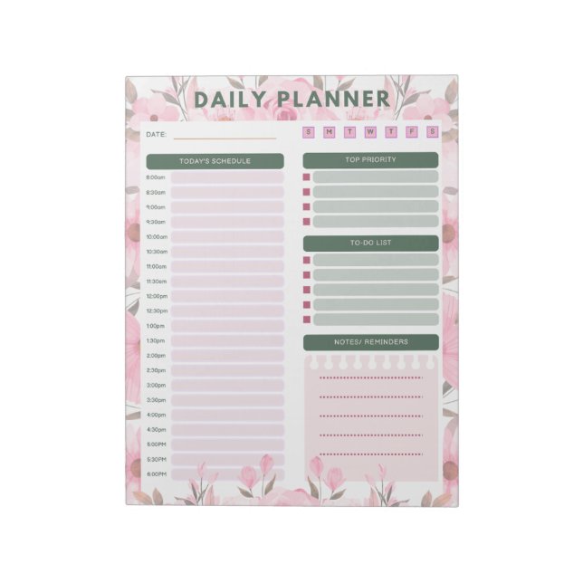 daily floral planner Notepad (Rotated)