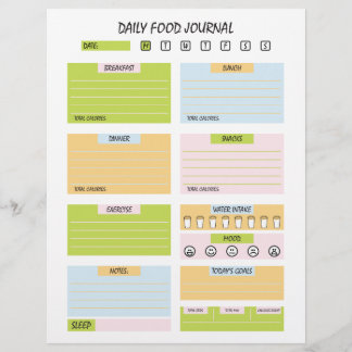 Daily food journal Custom Letterhead