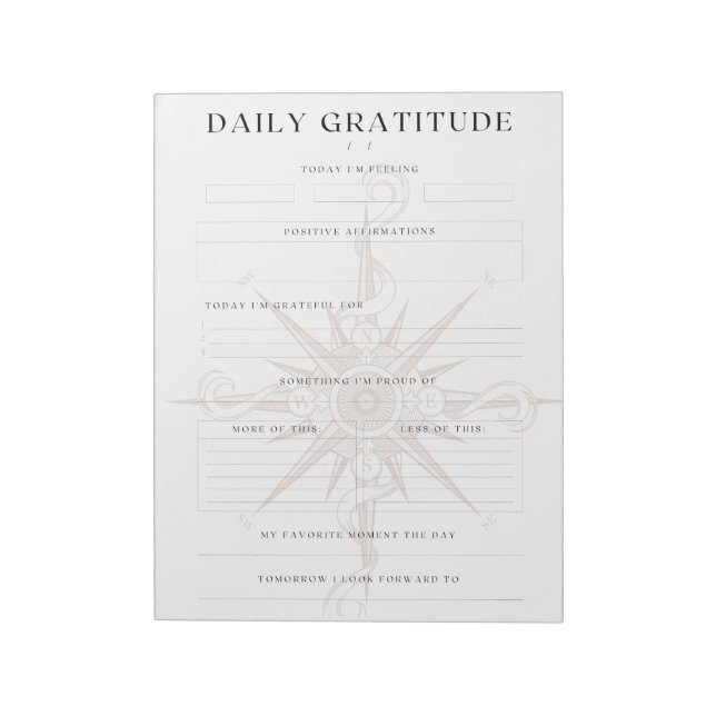 Daily Gratitude & Mood Tracker Notepad (Rotated)