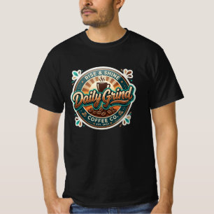 Daily Grind Coffee Co – Retro Vintage Cafe Badge T-Shirt