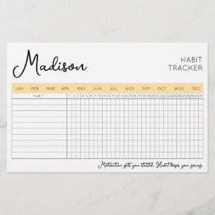 Daily Habit Tracker with Name Double Sided Planner Stationery