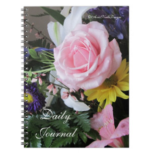 Daily Journal-Pink Rose Bouquet Notebook