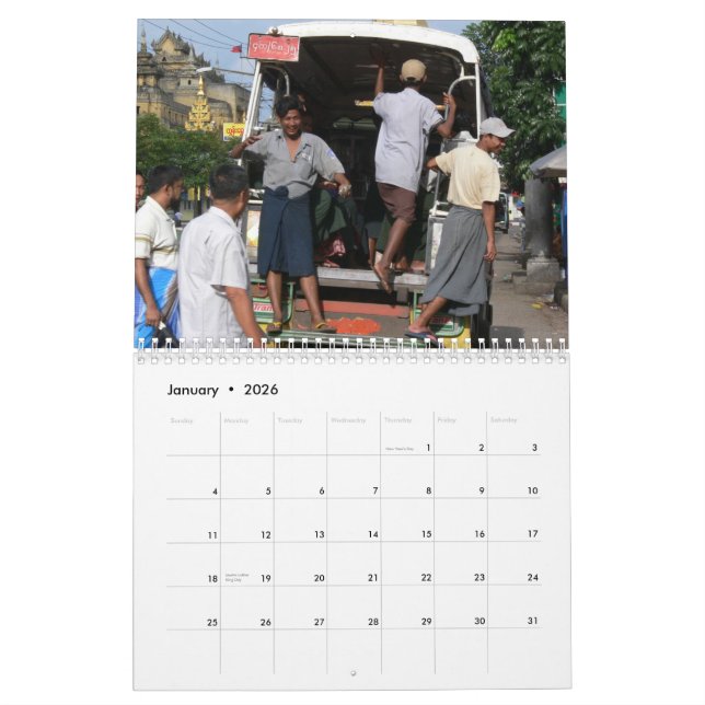 Daily Life Yangon 2012 Calendar (Jan 2026)