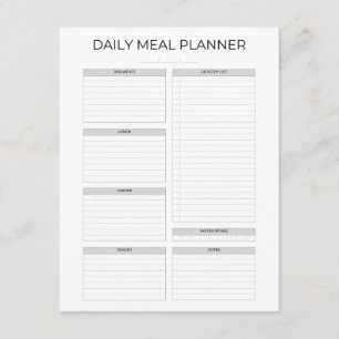 Daily Meal Planner Simple Minimalistic Clean Enclosure Card
