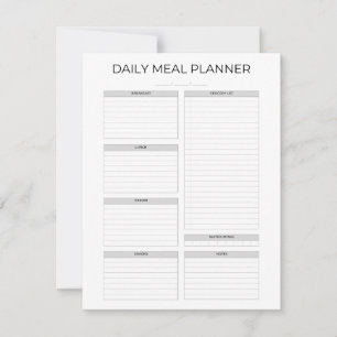 Daily Meal Planner Simple Minimalistic Clean Invitation