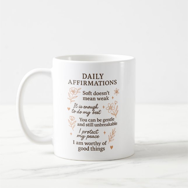 Daily Mental Health Reminder  | Self Love Healing  Coffee Mug (Left)
