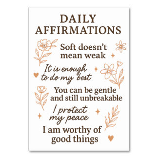 Daily Mental Health Reminder  | Self Love Healing  Table Number