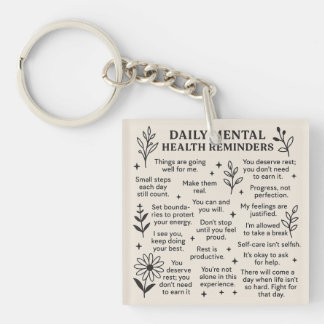 Daily Mental Health Reminders Key Ring