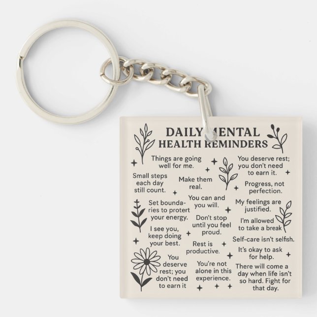 Daily Mental Health Reminders Key Ring (Front)