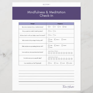 Daily Mindfulness and Meditation Check-In Sheet
