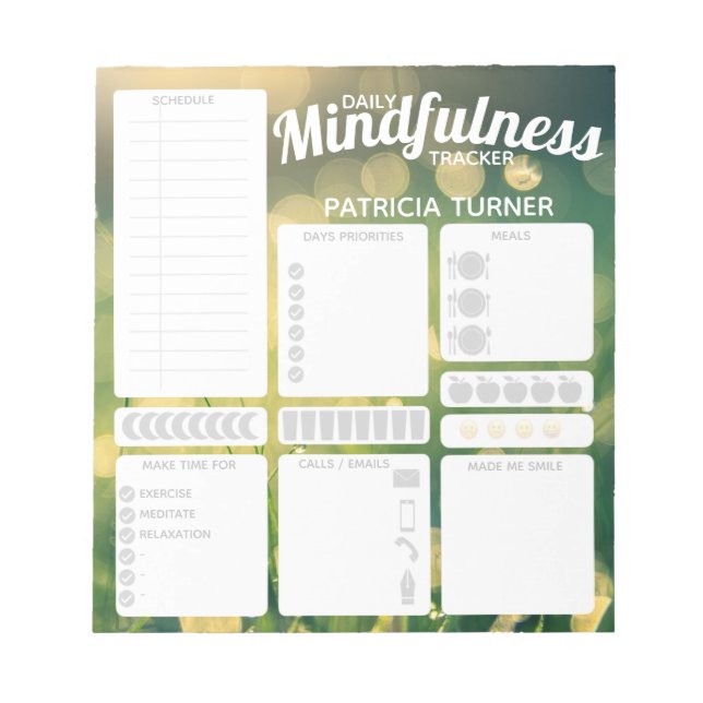 Daily Mindfulness habit tracker Dry Erase Board Notepad (Front)