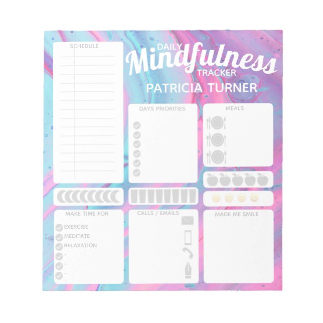 Daily Mindfulness habit tracker Notepad (Front)