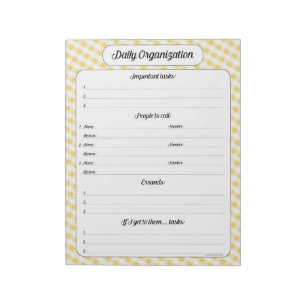 Daily Organisation - Yellow Gingham Notepad