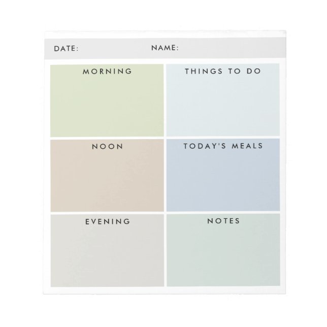 Daily Organiser For Him - Muted Shades Notepad (Front)
