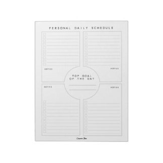 Daily Personal Schedule Custom Notepad