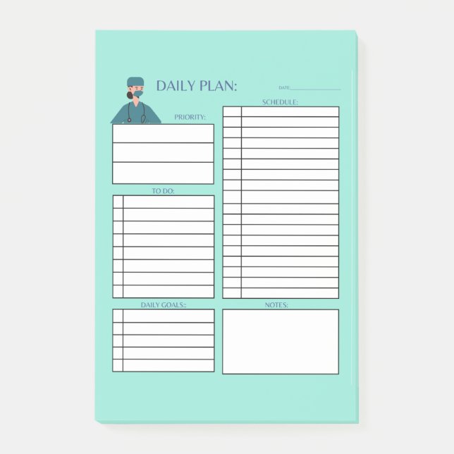 DAILY PLAN NURSE POST-IT NOTES (Front)