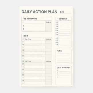 Daily Plan sticky notepad