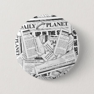 Daily Planet Pattern - White 6 Cm Round Badge