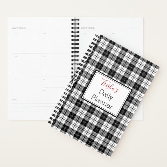 Daily Planner - Black & White Plaid - HAMbWG (Display)