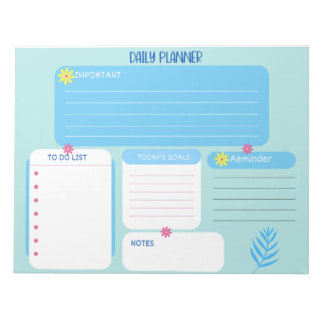 Daily Planner Blue Floral Notepads