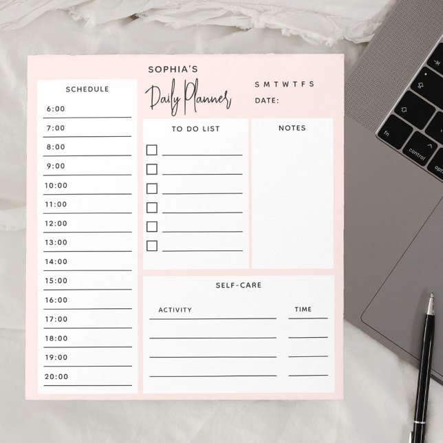 Daily Planner Chic Script Blush Pink Notepad (Creator Uploaded)