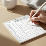 Daily Planner Chic Script Light Sage Green Notepad<br><div class="desc">Daily Planner features To Do List,  schedule,  notes and self-care boxes.</div>