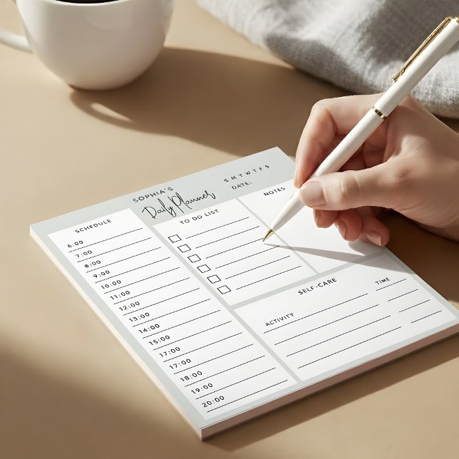 Daily Planner Chic Script Light Sage Green Notepad (Creator Uploaded)