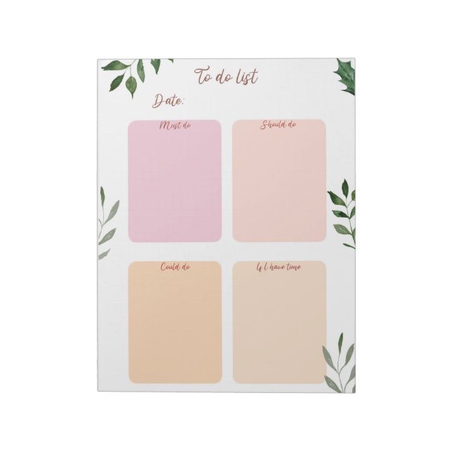 Daily Planner Custom Text and Accent Colour Notepa Notepad (Rotated)