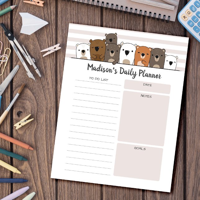 Daily Planner Cute Bears Personalised Notepad (Creator Uploaded)