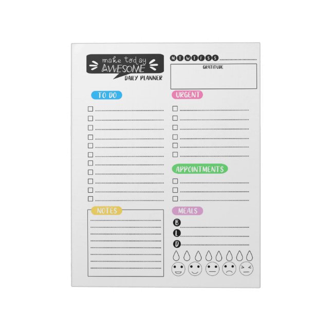 Daily Planner- Day Planner Organisation-Planners Notepad (Rotated)