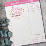 Daily Planner Every Day Quote Goals Schedule To Do Notepad<br><div class="desc">Personalised Daily Planner in pink red and yellow with sections for your schedule,  notes,  goals and reminders. It is lettered with a motivational quote .. "Every day is a New Start". This tear away notepad is printed on each page to last you for 40 days.</div>